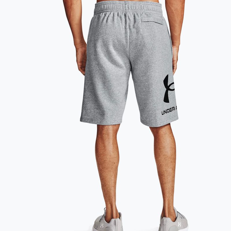 Pantaloncini da allenamento Under Armour Rival Fleece mod grigio chiaro/ nero da uomo 2