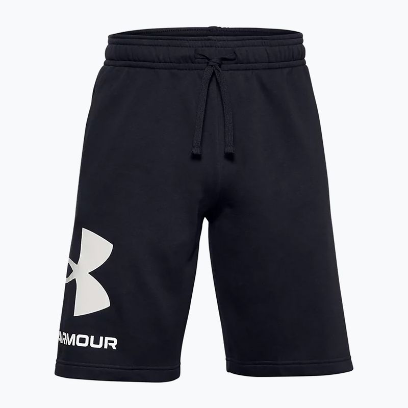 Pantaloncini da allenamento Under Armour Rival Fleece da uomo, nero/bianco anice 3