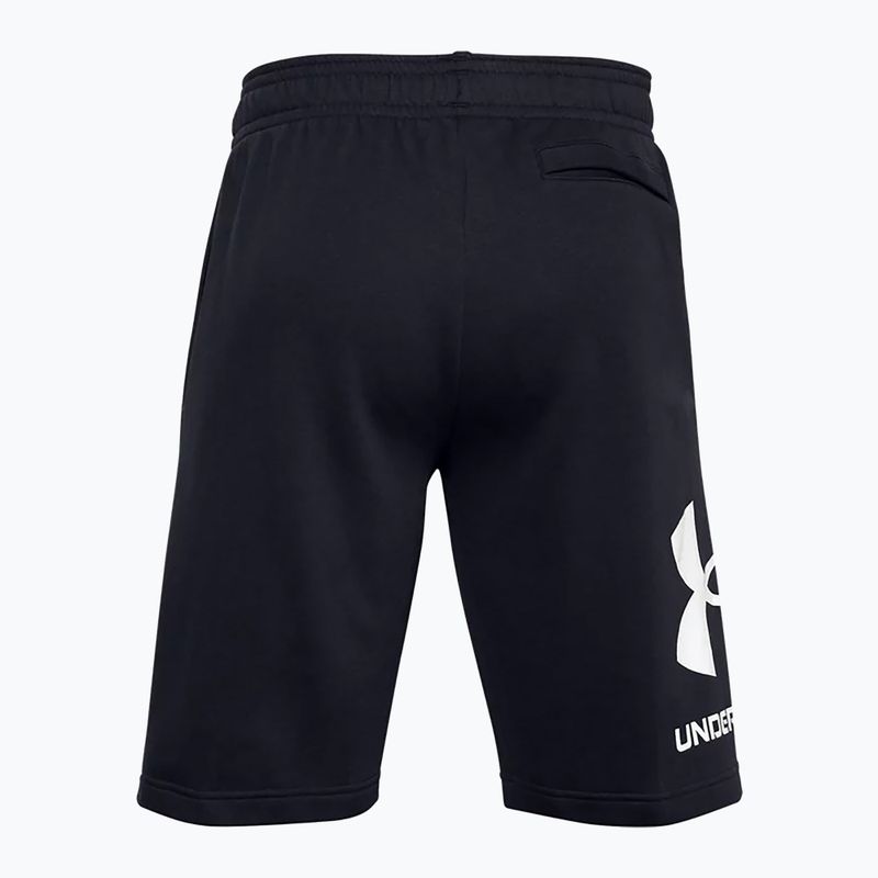 Pantaloncini da allenamento Under Armour Rival Fleece da uomo, nero/bianco anice 4