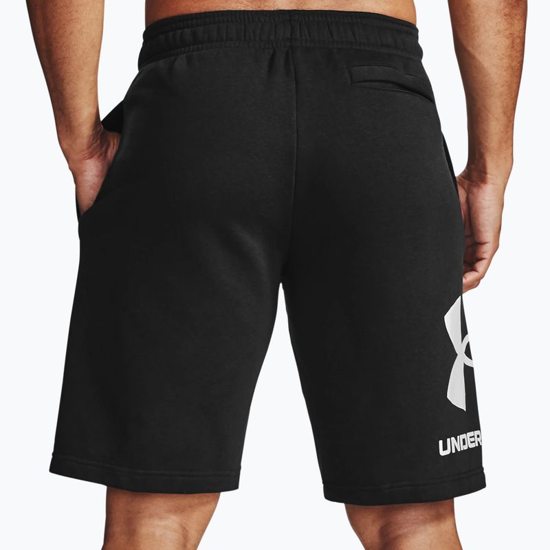 Pantaloncini da allenamento Under Armour Rival Fleece da uomo, nero/bianco anice 2