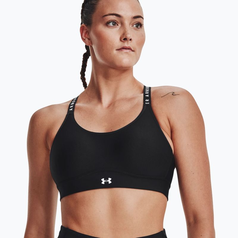 Reggiseno fitness Under Armour Infinity Covered Mid nero/nero/bianco