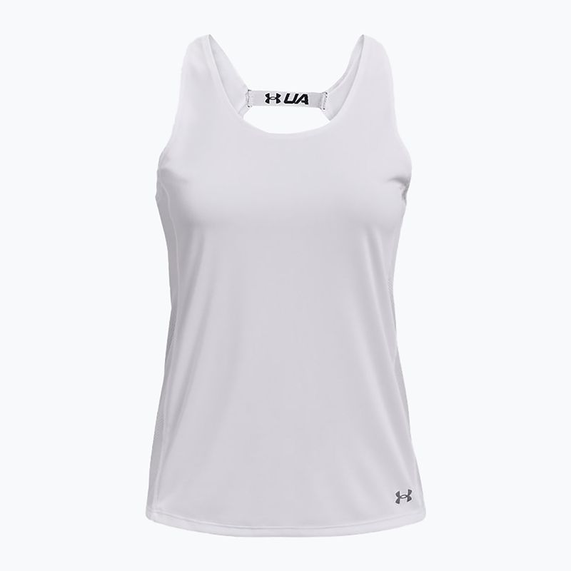 Canotta Under Armour Fly By bianco/bianco/riflettente da donna per il running