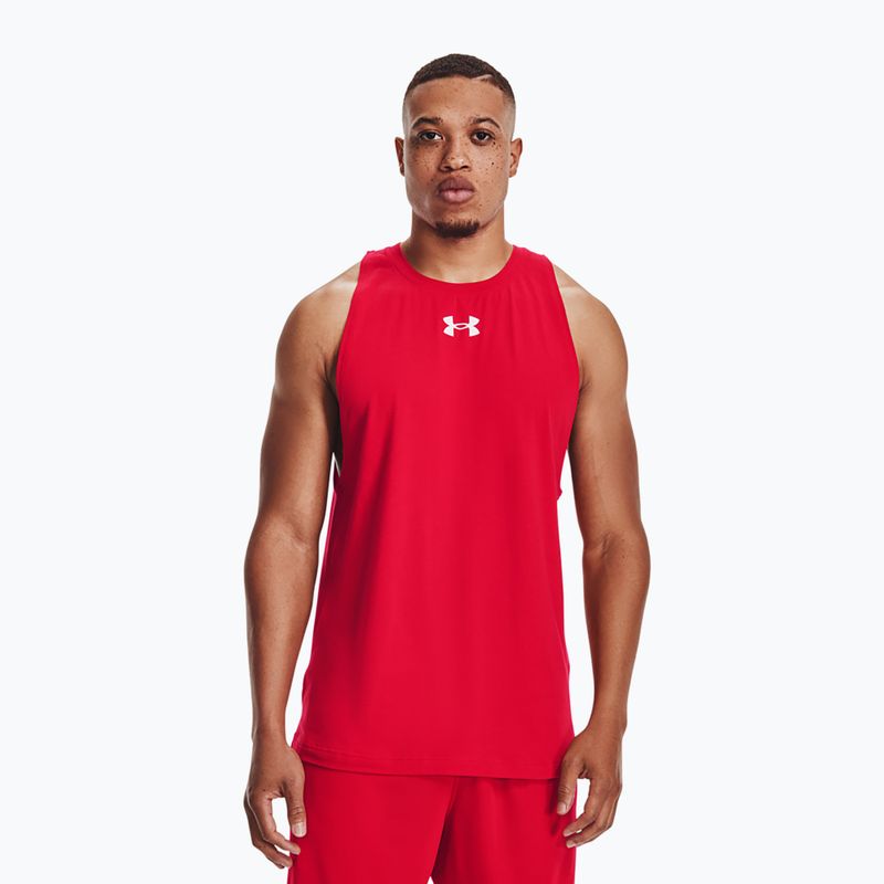 Under Armour Baseline Cotton Tank rosso/bianco/bianco, maglia da basket da uomo