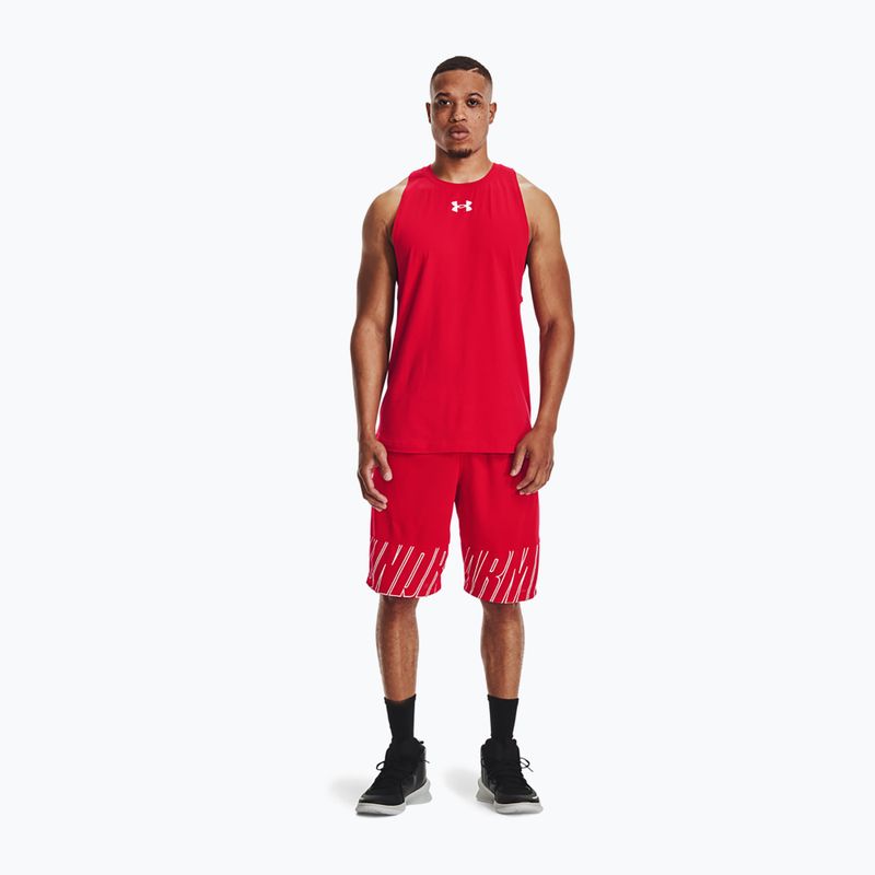 Under Armour Baseline Cotton Tank rosso/bianco/bianco, maglia da basket da uomo 2