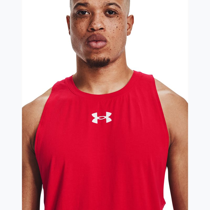 Under Armour Baseline Cotton Tank rosso/bianco/bianco, maglia da basket da uomo 4