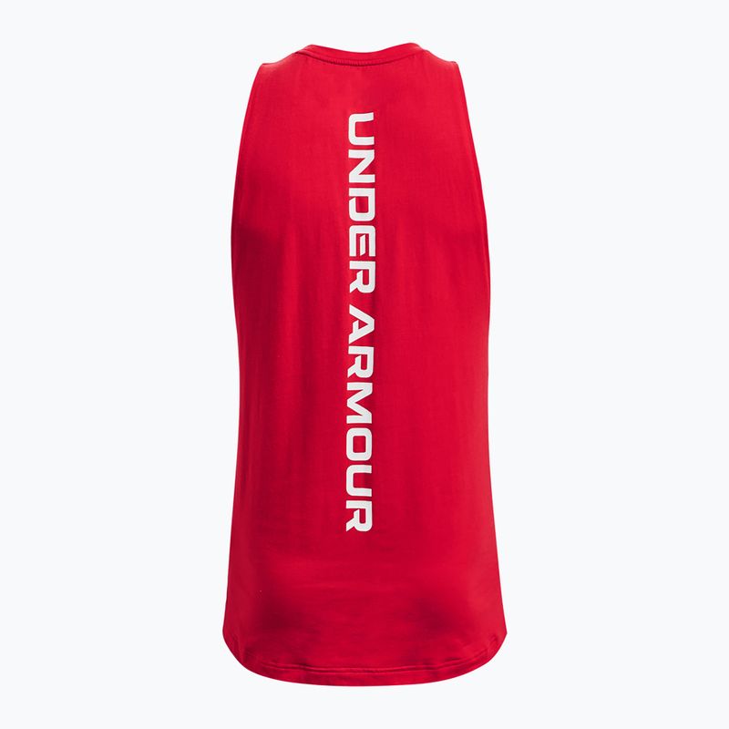 Under Armour Baseline Cotton Tank rosso/bianco/bianco, maglia da basket da uomo 6