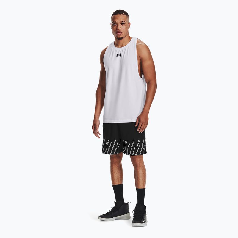 Under Armour Baseline Cotton Tank maglia da basket da uomo bianco/nero/nero 2