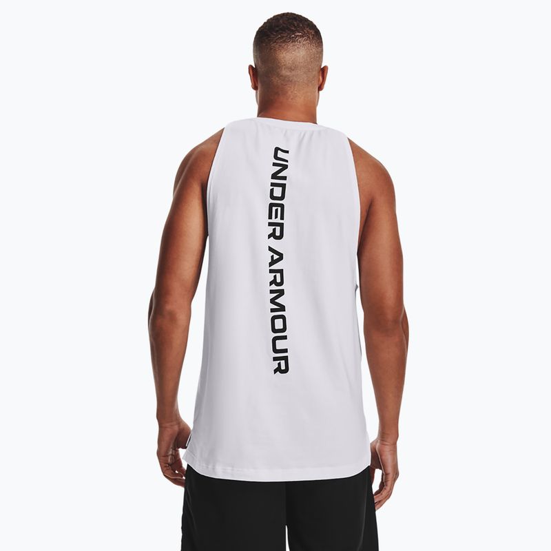 Under Armour Baseline Cotton Tank maglia da basket da uomo bianco/nero/nero 3