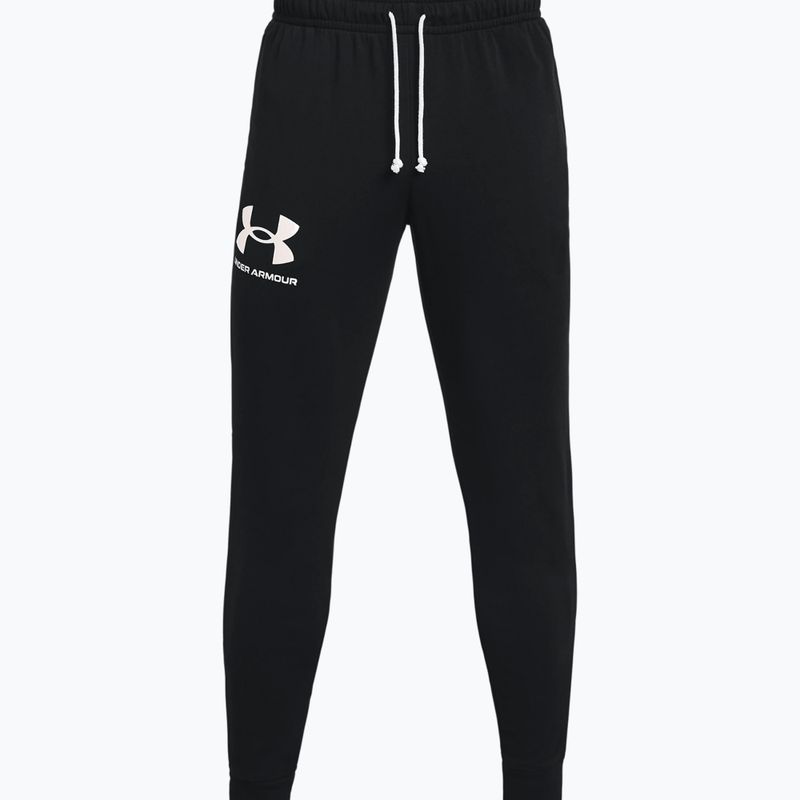 Pantaloni Under Armour UA Rival Terry Jogger nero/bianco anice da uomo 3