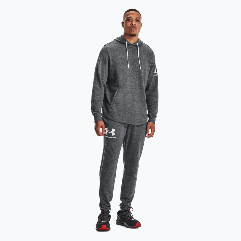 Pantaloni Under Armour Ua Rival Terry Jogger da uomo grigio pece, erica chiara/bianco anice 2