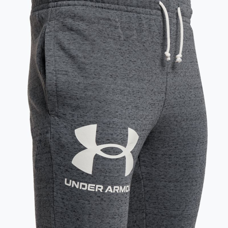 Pantaloni da allenamento Under Armour UA Rival Terry da uomo grigio pece/bianco chiaro 3