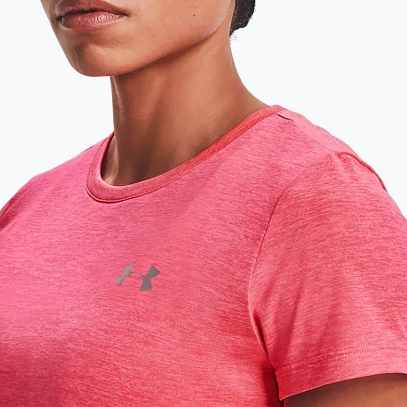 Maglietta da allenamento Under Armour Tech SSC da donna - Twist cerise/pink lemonade/argento metallico 4