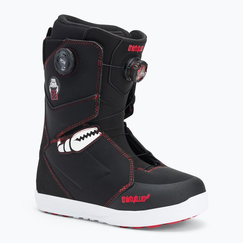 Scarponi da snowboard ThirtyTwo Lashed Double Boa Crab Grab '24 nero/bianco/rosso da uomo