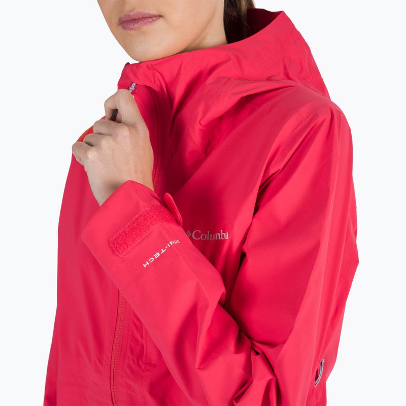 Giacca da pioggia Columbia Omni-Tech Ampli-Dry donna rosso ibisco 4