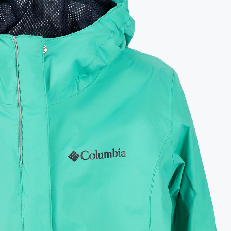 Giacca da pioggia Columbia Arcadia turchese elettrico per bambini 4