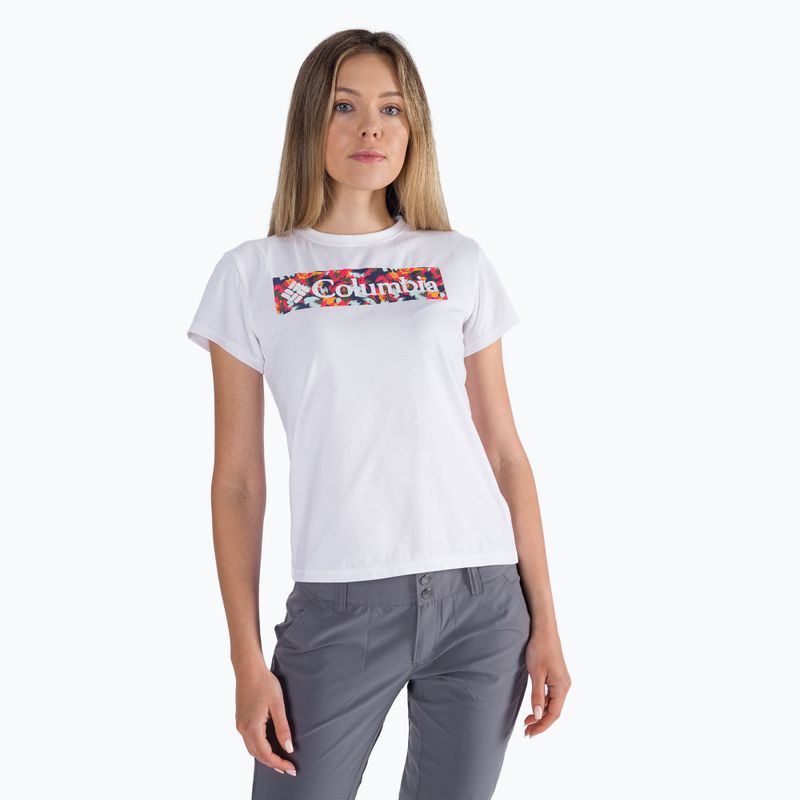 Maglietta da trekking Columbia da donna Sun Trek Graphic bianco/tifone telaio