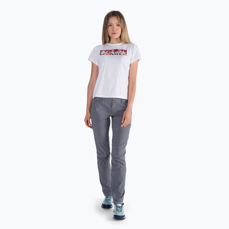 Maglietta da trekking Columbia da donna Sun Trek Graphic bianco/tifone telaio 2