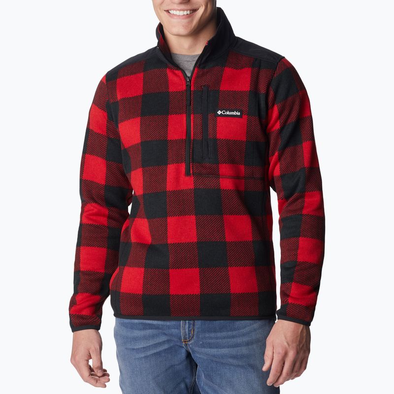 Felpa da trekking Columbia Sweater Weather II Printed mountain red check print da uomo