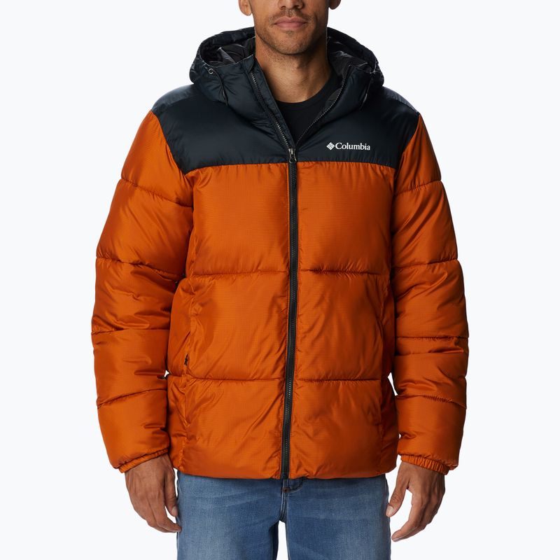 Piumino Columbia Puffect da uomo con cappuccio caldo rame/nero