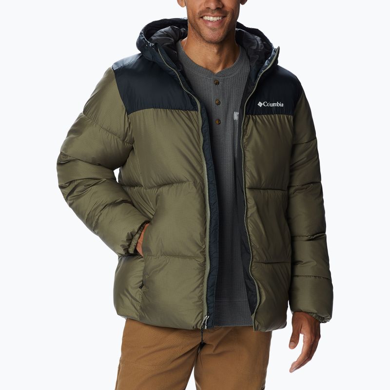 Piumino Columbia Puffect da uomo con cappuccio verde pietra/nero 3