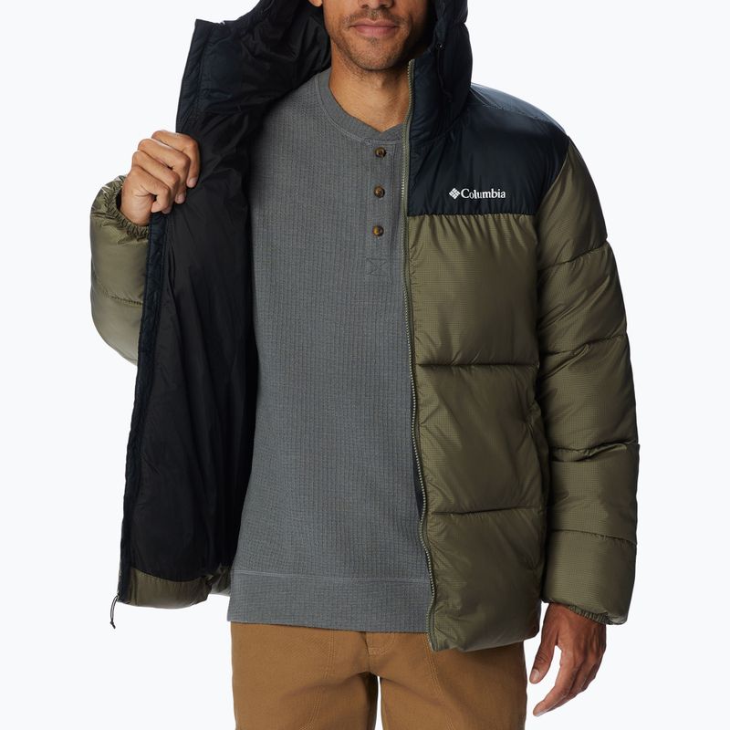 Piumino Columbia Puffect da uomo con cappuccio verde pietra/nero 5