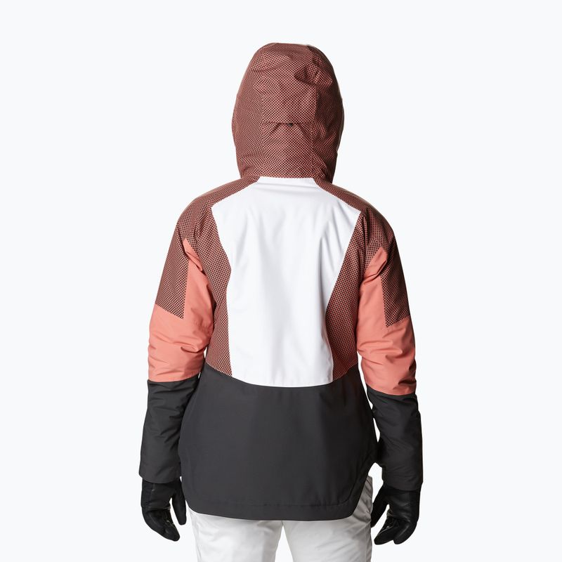 Giacca da sci Columbia Snow Slab Blackdot donna bianco/scuro/corallo scuro 3