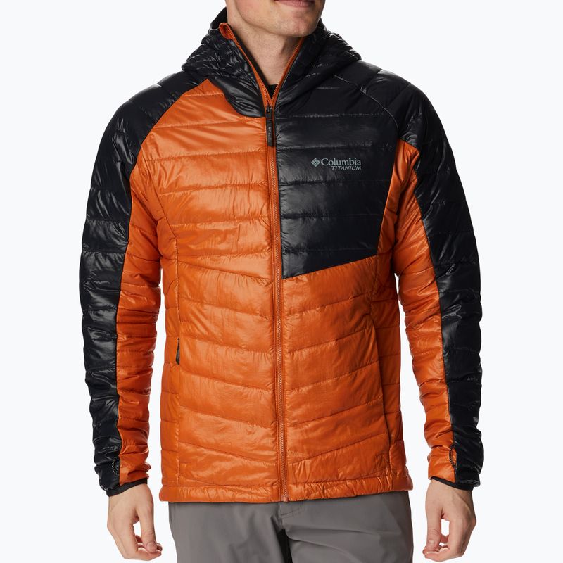 Piumino Columbia Platinum Peak da uomo con cappuccio caldo rame/nero