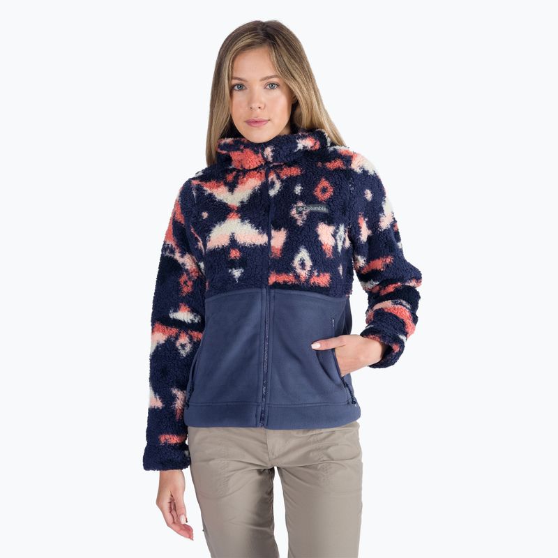 Columbia donna Winter Pass Sherpa Felpa da trekking con cappuccio stampa rocky mt/nocturnal