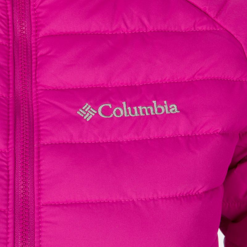 Piumino Columbia Powder Lite con cappuccio fucsia selvaggio per bambino 3