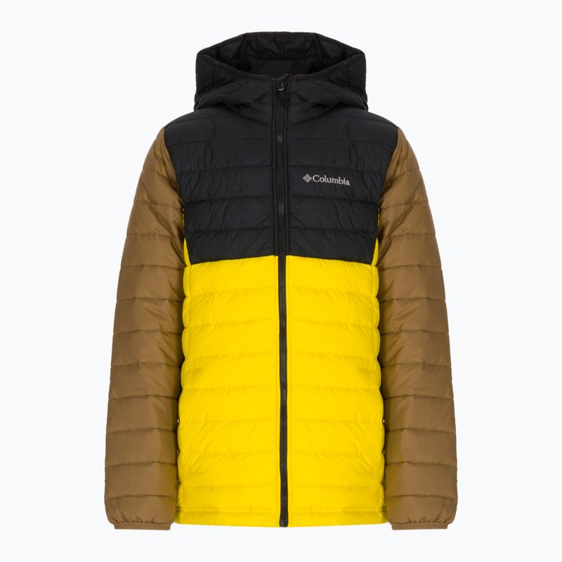 Piumino Columbia Powder Lite con cappuccio laser lemon/nero/delta per bambini