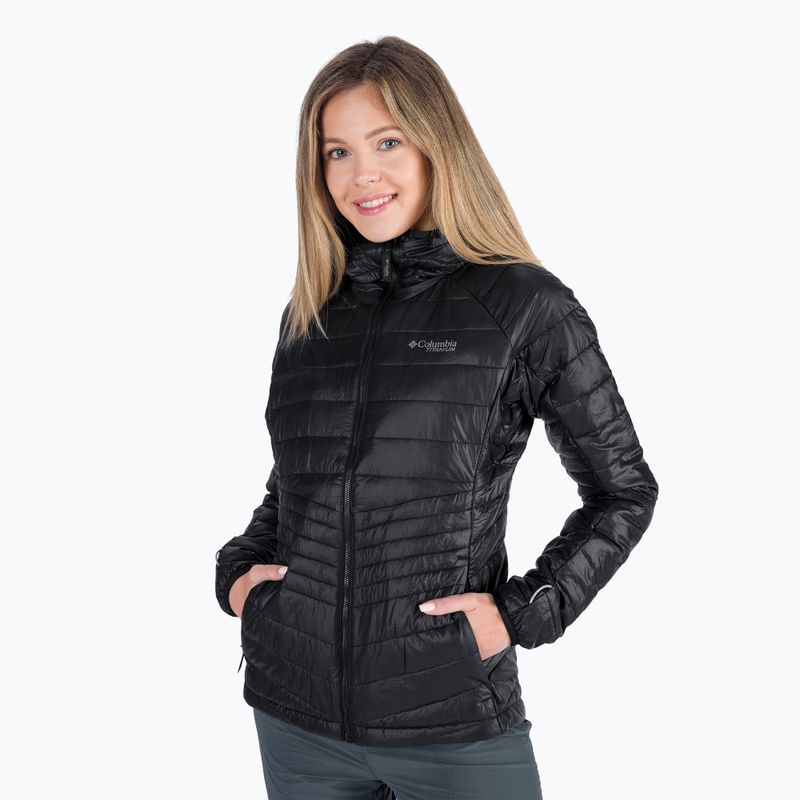 Piumino Columbia Platinum Peak donna con cappuccio nero