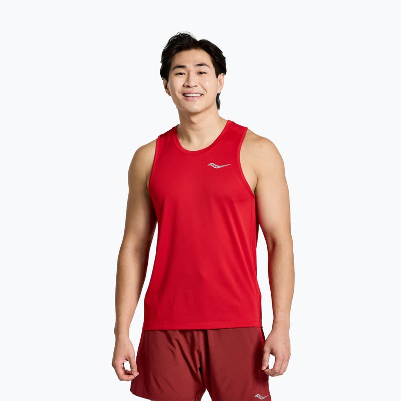 Maglietta da corsa Saucony Stopwatch Singlet Poppy da uomo