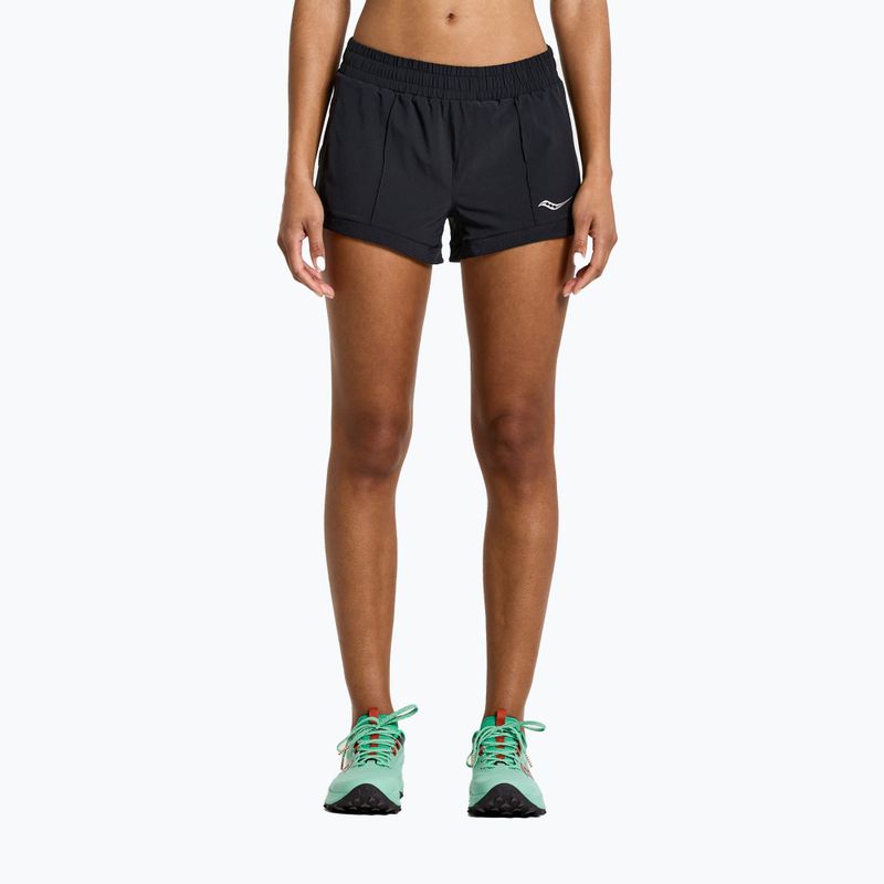 Pantaloncini da corsa da donna Saucony Outpace 2.5" Split Short nero