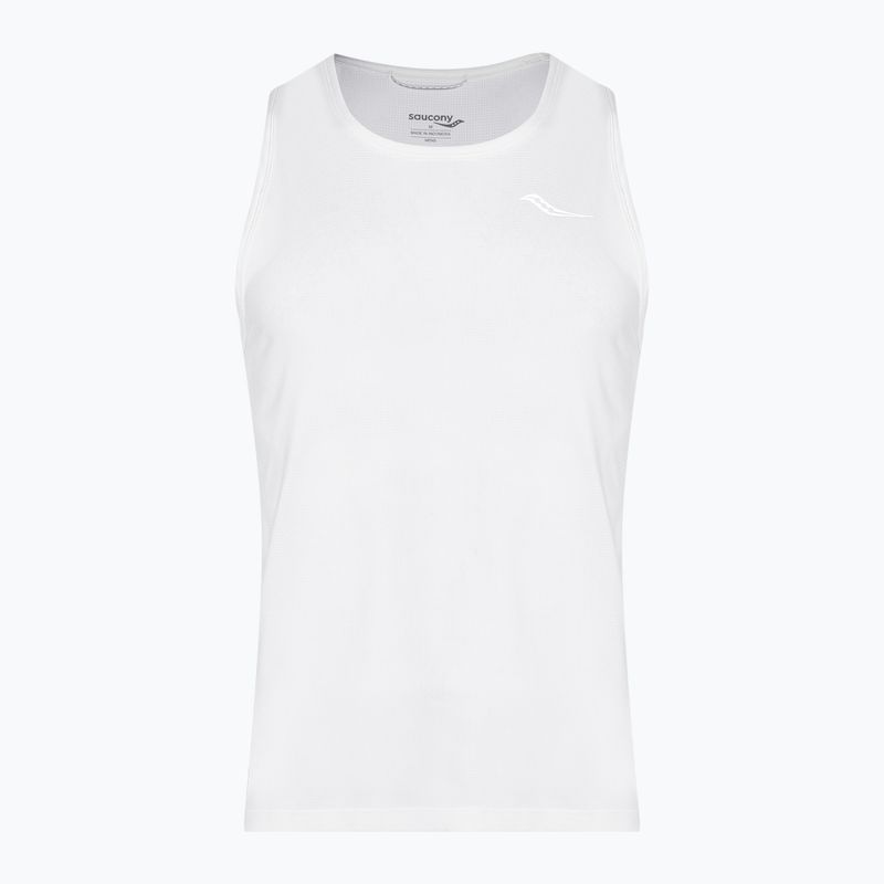 Canotta da corsa Saucony Stopwatch Singlet bianca da uomo