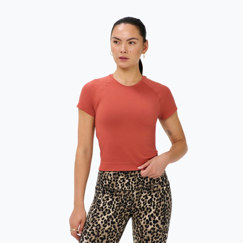 Maglietta da yoga da donna Sweaty Betty Athlete Crop Seamless Workout terrazzo red
