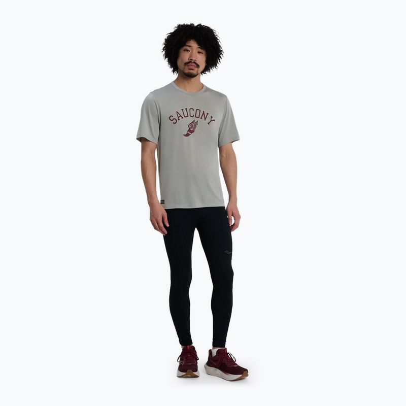 Maglia da corsa da uomo Saucony Stopwatch light grey heather 2