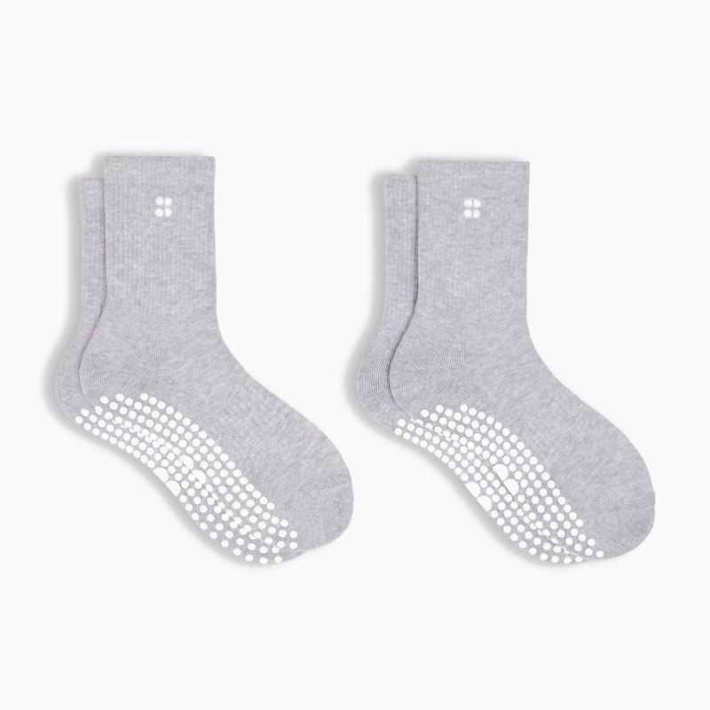 Calze da donna Sweaty Betty Pilates Crew Gripper 2 pary light grey marl