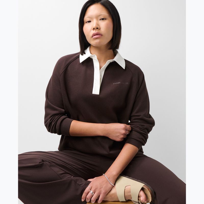Felpa donna Sweaty Betty Revive Rugby espresso brown 4
