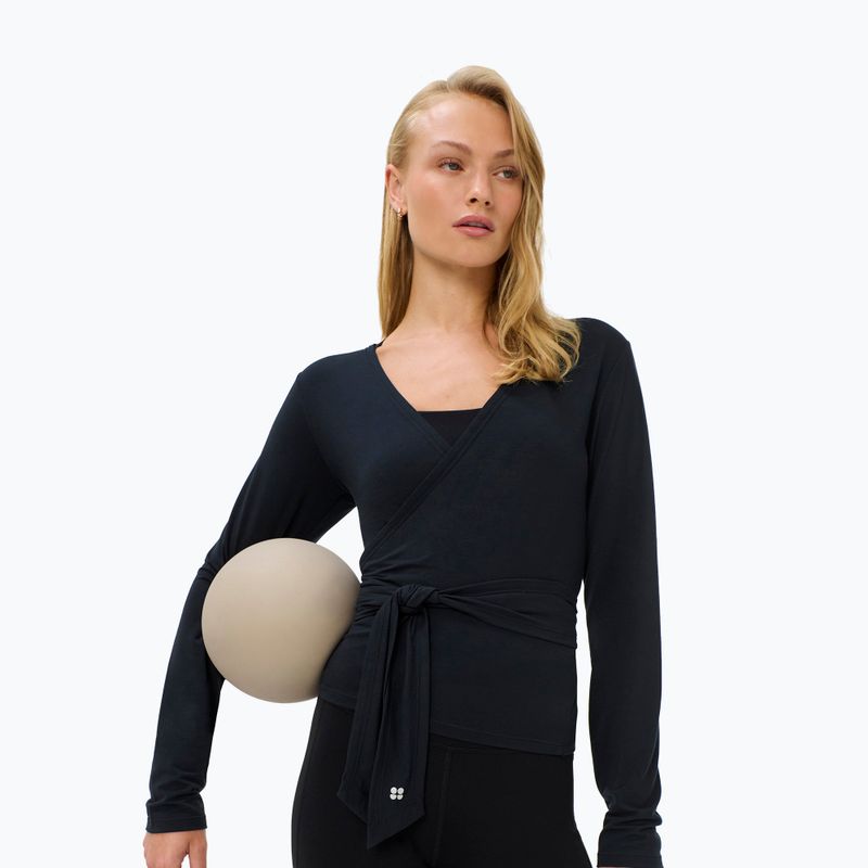 Longsleeve da donna Sweaty Betty Soft Flow Studio Wear Your Way black