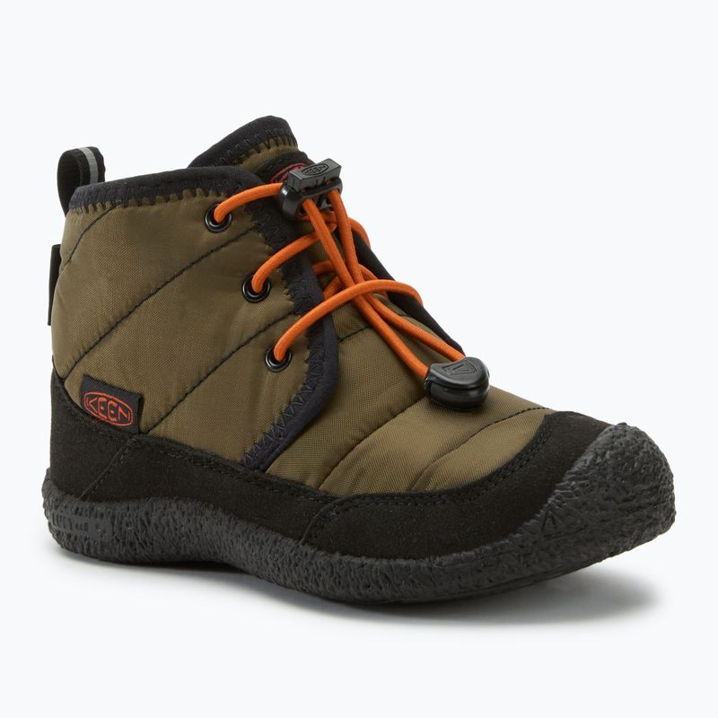 KEEN Howser II Chukka WP stivali da bambino oliva scura/fiamma oro