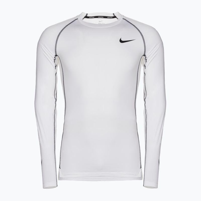 Top a maniche lunghe da allenamento Nike Pro Dri-Fit Tight da uomo bianco/nero