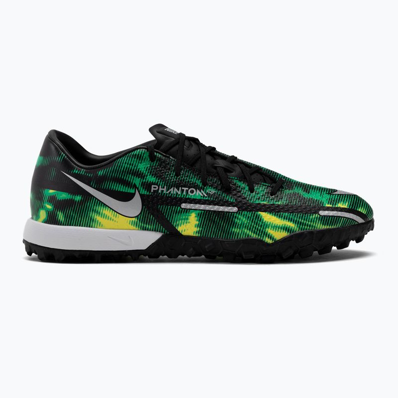 Uomo Nike Phantom GT2 Academy SW TF scarpe da calcio nero/metallico platino/verde strike 2