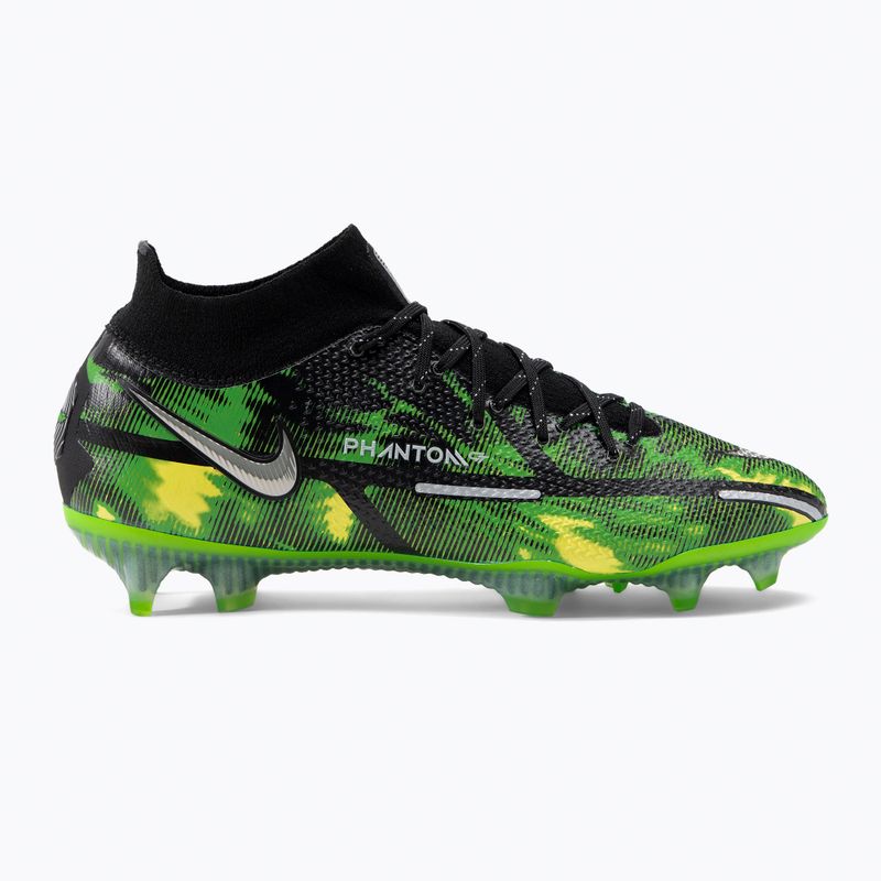 Uomo Nike Phantom GT2 Elite DF SW FG scarpe da calcio nero / platino metallico / verde sciopero 2