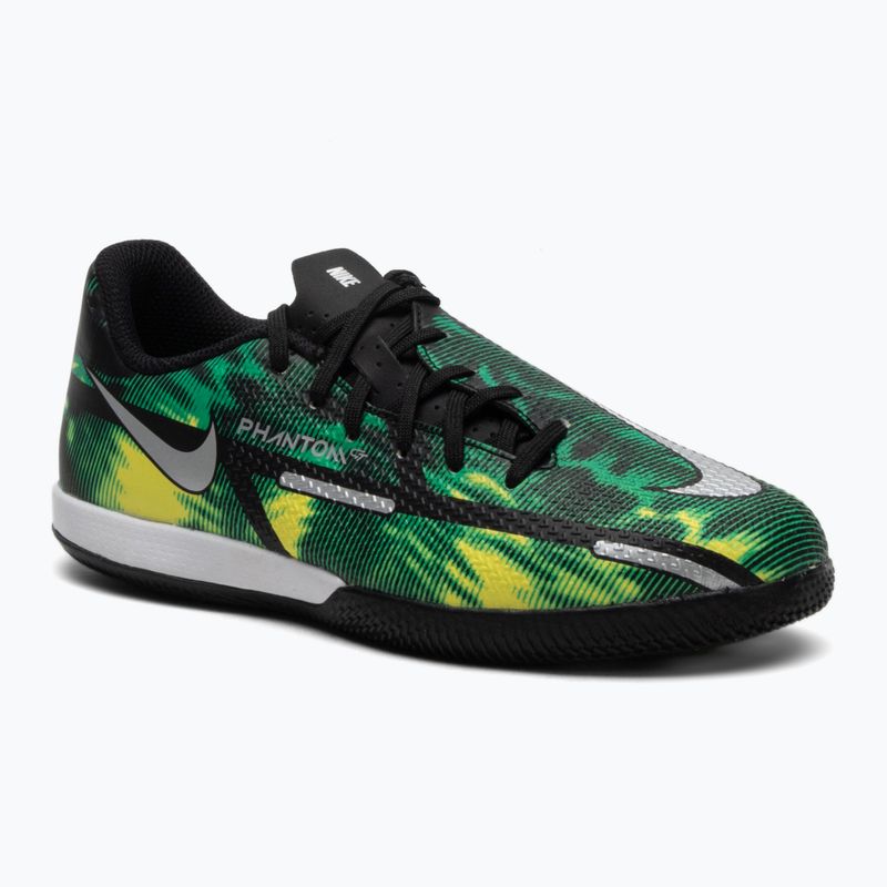 Nike Phantom GT2 Academy SW IC Jr scarpe da calcio nero / platino metallico / verde sciopero