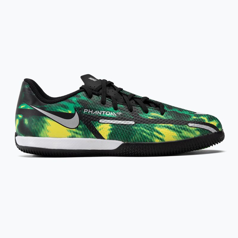 Nike Phantom GT2 Academy SW IC Jr scarpe da calcio nero / platino metallico / verde sciopero 2