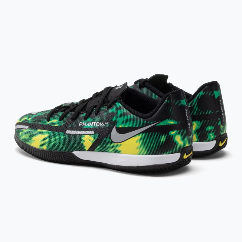 Nike Phantom GT2 Academy SW IC Jr scarpe da calcio nero / platino metallico / verde sciopero 3