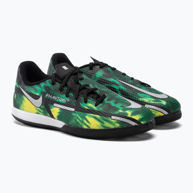 Nike Phantom GT2 Academy SW IC Jr scarpe da calcio nero / platino metallico / verde sciopero 5