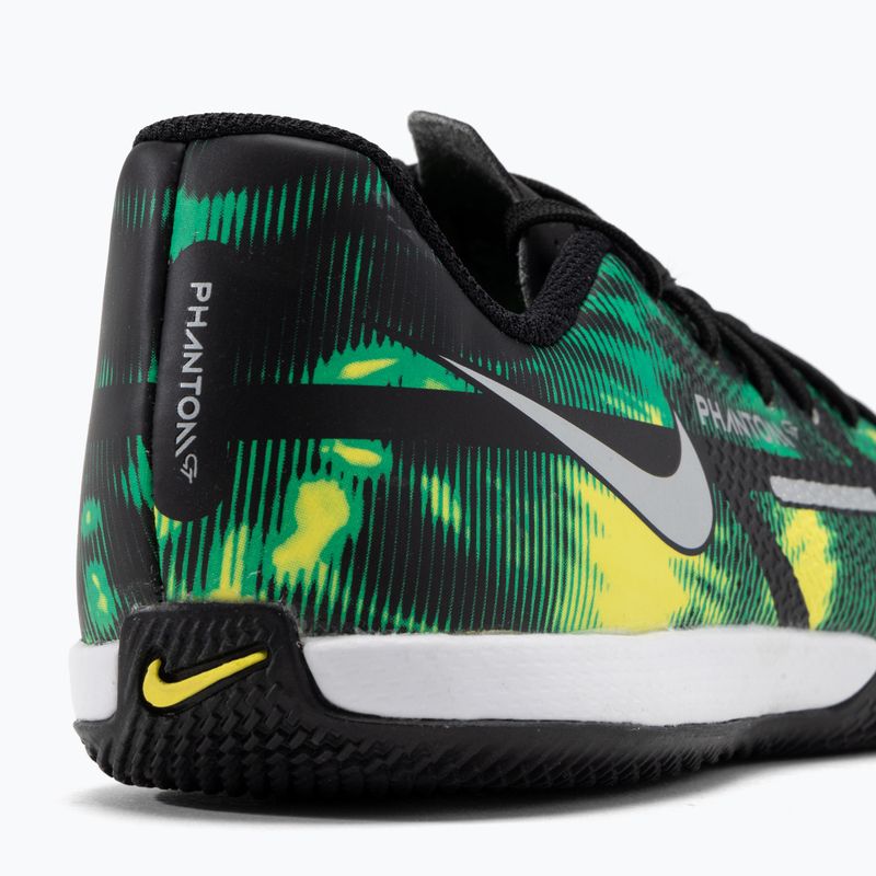 Nike Phantom GT2 Academy SW IC Jr scarpe da calcio nero / platino metallico / verde sciopero 8
