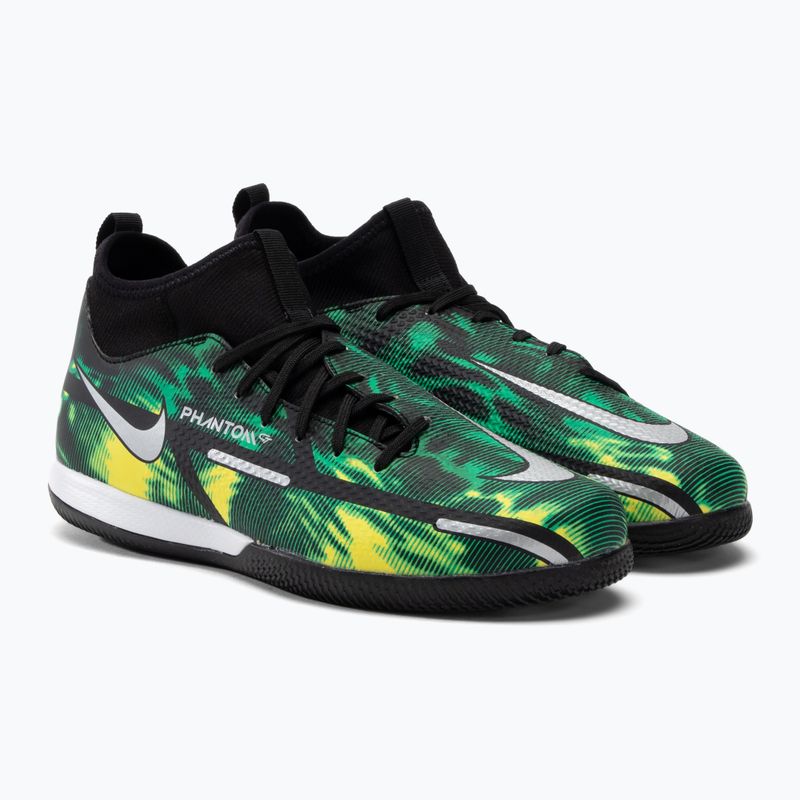 Nike Phantom GT2 Academy DF SW IC Jr bambini scarpe da calcio nero / platino metallico / sciopero verde 5