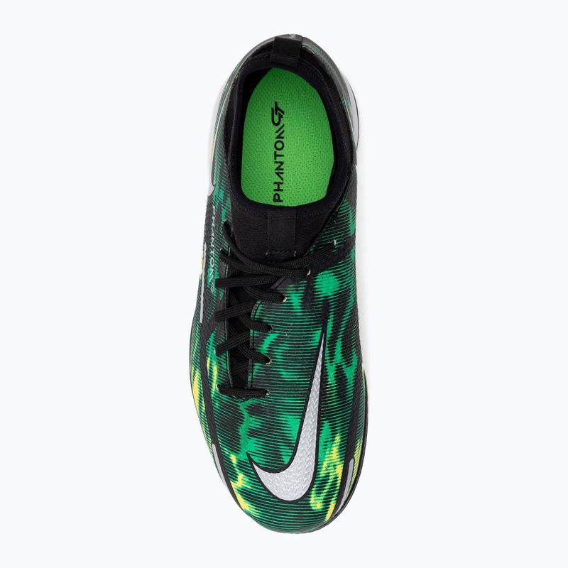 Nike Phantom GT2 Academy DF SW IC Jr bambini scarpe da calcio nero / platino metallico / sciopero verde 6